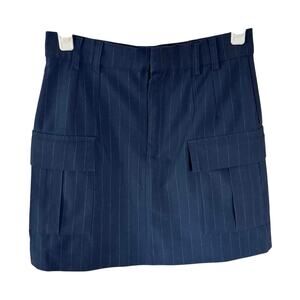 Zara Navy Pinstripe Cargo Mini Skirt Utilitarian Streetwear Sporty Baseball- S